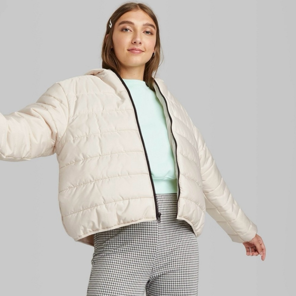 Women’s Hooded Puffer Jacket​​‎ XL Cream Ski Winter